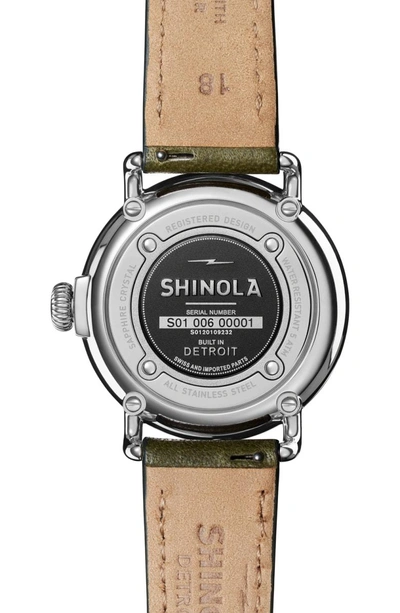 Shop Shinola 'the Runwell' Leather Strap Watch, 38mm In Spruce/ White Mop/ Silver