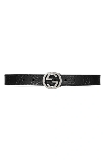 Shop Gucci Signature Leather Belt In Nero