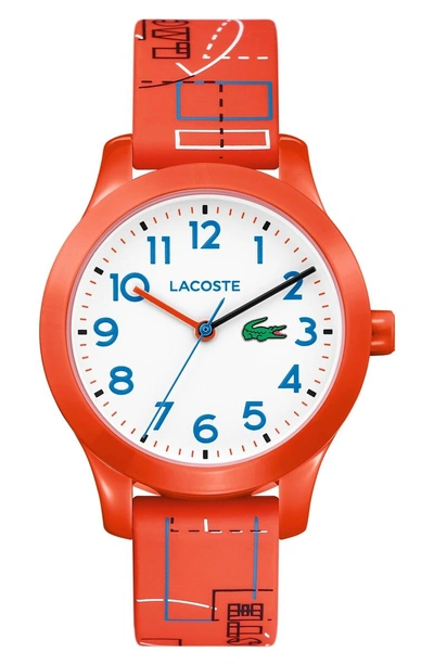 Shop Lacoste 12.12 Rubber Strap Watch, 32mm In Orange/ White/ Orange