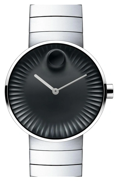 Shop Movado 'edge' Bracelet Watch, 40mm In Silver/ Black