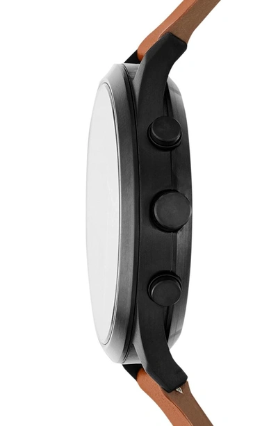 Shop Skagen Jorn Chronograph Leather Strap Watch, 41mm In Brown/ Black