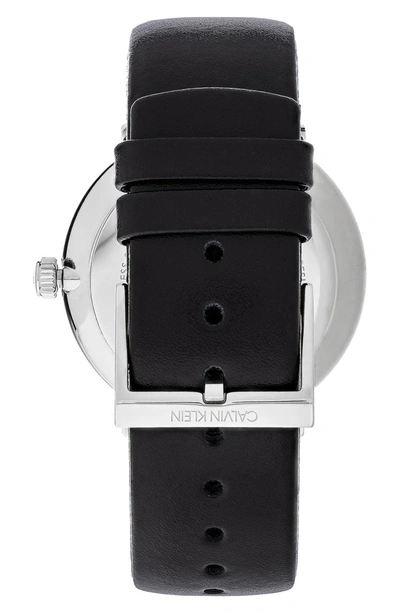 Shop Calvin Klein Classic Leather Strap Watch, 38mm In Black/ Silver