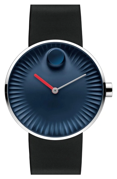 Shop Movado 'edge' Rubber Strap Watch, 40mm In Black/ Red Hand