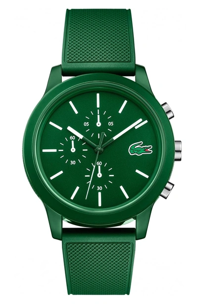 Shop Lacoste 12.12 Chronograph Silicone Band Watch, 44mm In Green