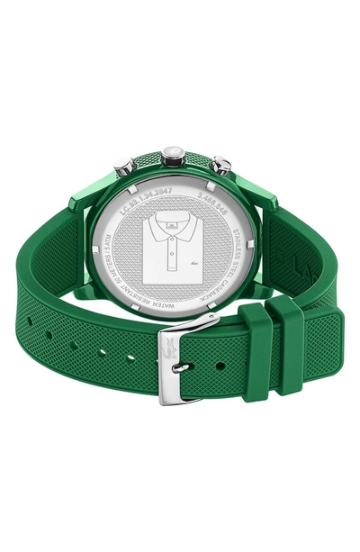 Shop Lacoste 12.12 Chronograph Silicone Band Watch, 44mm In Green