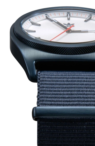 Shop Adidas Originals Process Nylon Strap Watch, 40mm In Navy/ Silver/ Navy