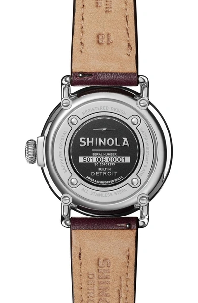 Shop Shinola 'the Runwell' Leather Strap Watch, 38mm In Aubergine/ Rose Gold