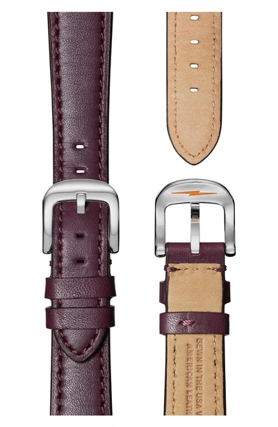 Shop Shinola 'the Runwell' Leather Strap Watch, 38mm In Aubergine/ Rose Gold