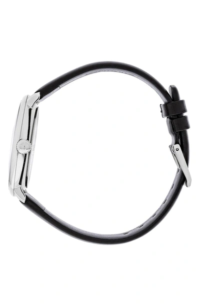 Shop Calvin Klein High Noon Leather Strap Watch, 40mm In Black/ Silver
