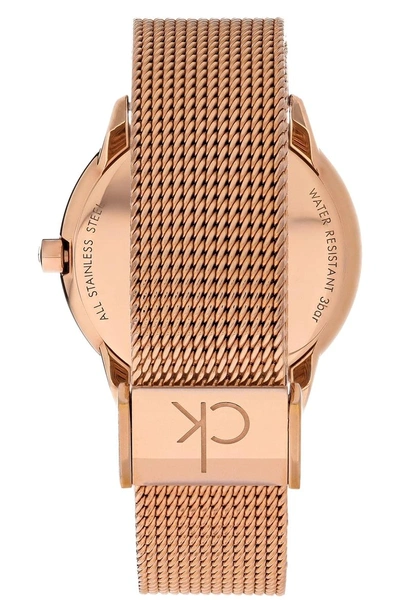 Shop Calvin Klein Minimal Mesh Strap Watch, 35mm In Rose Gold/ Black/ Rose Gold