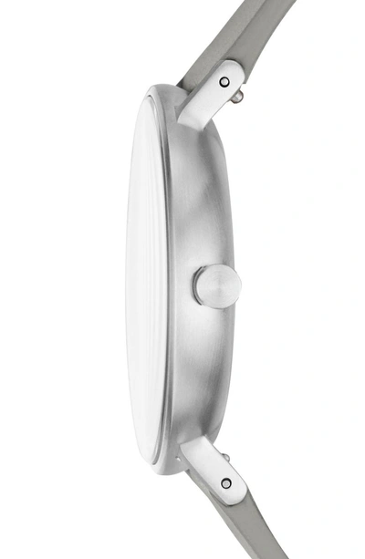 Shop Skagen Aaren Leather Strap Watch, 40mm In Grey/ Silver