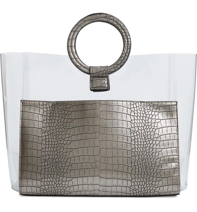 Shop Vince Camuto Clea Faux Leather Tote - Metallic In Anthracite