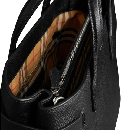 Shop Burberry Medium Banner Leather Tote In Black