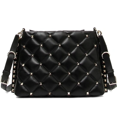 Shop Valentino Candystud Quilted Leather Shoulder Bag - Black In Nero