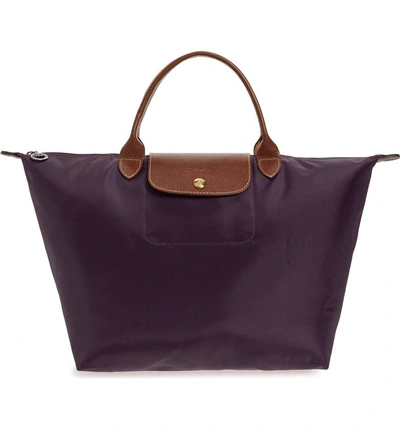 Shop Longchamp 'medium Le Pliage' Top Handle Tote - Purple In Bilberry