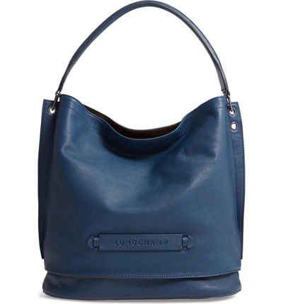 Shop Longchamp '3d' Leather Hobo - Blue In Pilot Blue