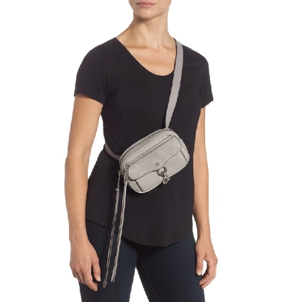 Shop Rebecca Minkoff Blythe Leather Belt Bag In Grey