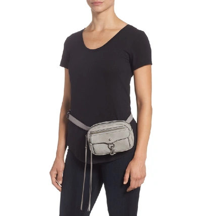 Shop Rebecca Minkoff Blythe Leather Belt Bag In Grey