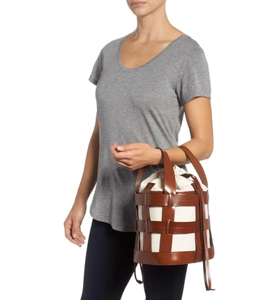 Shop Trademark Cooper Cage Leather & Canvas Tote - Brown In Saddle W/ Cream Canvas