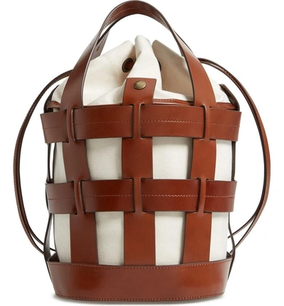 Shop Trademark Cooper Cage Leather & Canvas Tote - Brown In Saddle W/ Cream Canvas