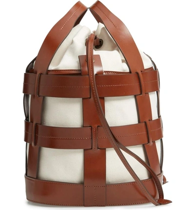 Shop Trademark Cooper Cage Leather & Canvas Tote - Brown In Saddle W/ Cream Canvas