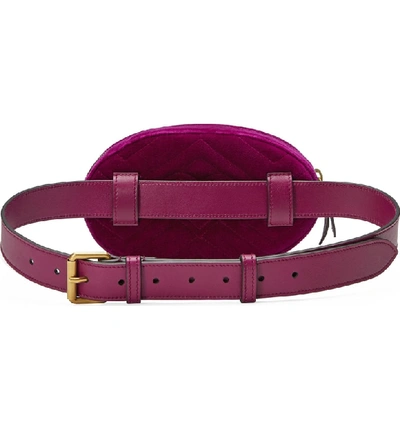 Shop Gucci Small Gg Marmont 2.0 Velvet Belt Bag - Pink In Fucsia/ Fucsia/ Viola