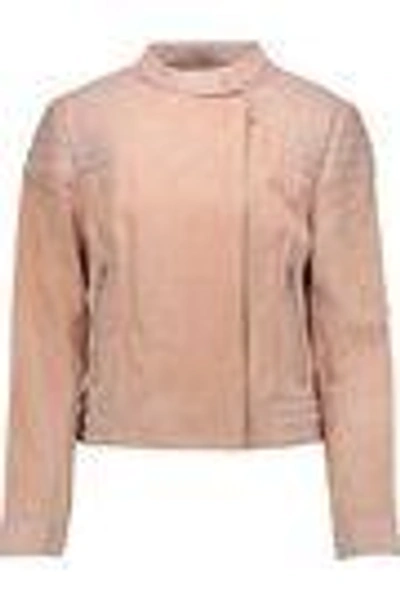Shop J Brand Woman Cardiff Quilted Leather-paneled Suede Jacket Blush