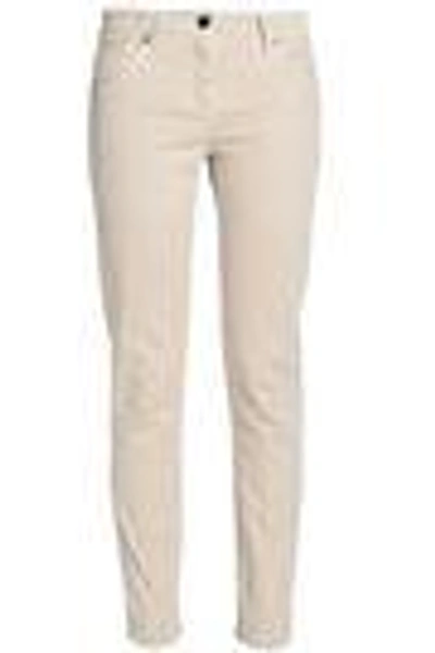 Shop Brunello Cucinelli Woman Mid-rise Skinny Jeans Beige