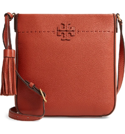 Shop Tory Burch Mcgraw Leather Crossbody Tote - Brown In Desert Spice