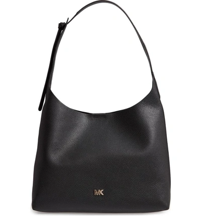 Shop Michael Michael Kors Medium Leather Hobo - Black