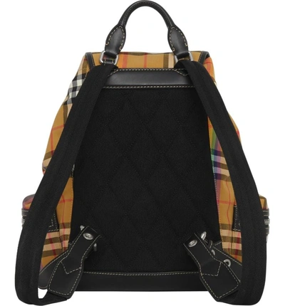 Shop Burberry Medium Rucksack Vintage Check Cotton Backpack - Beige In Antique Yellow