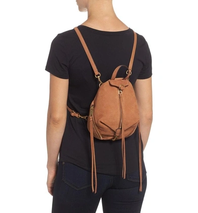 Shop Rebecca Minkoff Mini Julian Nubuck Leather Convertible Backpack - Brown In Almond