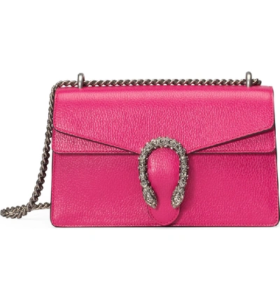 Shop Gucci Small Dionysus Leather Shoulder Bag - Pink In Box Pink/ Black Diamond