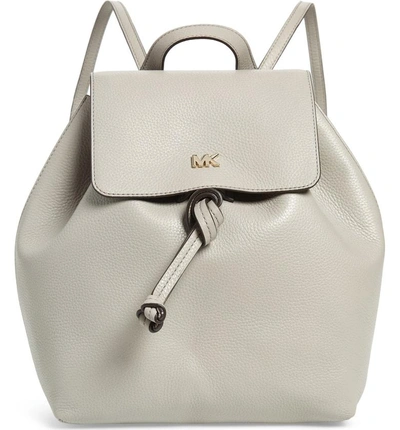 Shop Michael Michael Kors Medium Leather Backpack - Grey In Pearl Grey