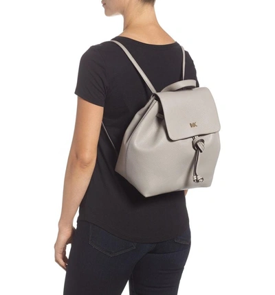 Shop Michael Michael Kors Medium Leather Backpack - Grey In Pearl Grey