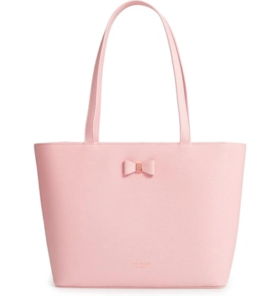 Shop Ted Baker Bow Detail Leather Shopper In Light Pink