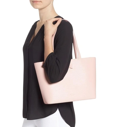 Shop Ted Baker Bow Detail Leather Shopper In Light Pink