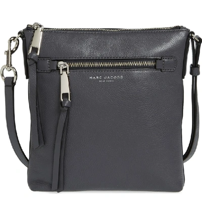 Shop Marc Jacobs Recruit North/south Leather Crossbody Bag - Grey In Shadow