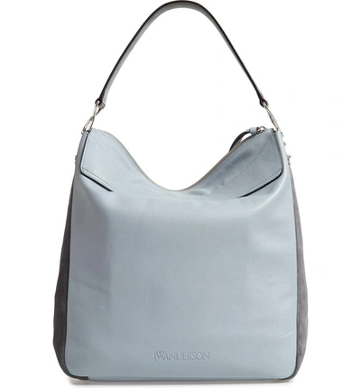 Shop Jw Anderson Disc Leather Hobo Bag - Blue In Ice Blue