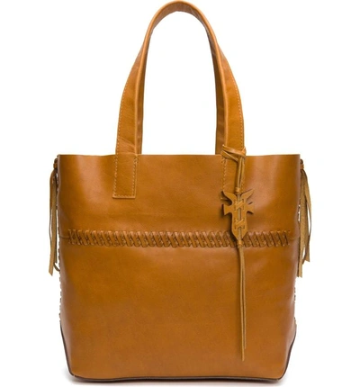 Shop Frye Carson Whipstitch Calfskin Leather Tote - Brown In Caramel