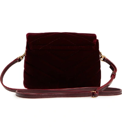 Shop Saint Laurent Toy Loulou Velvet Crossbody Bag - Burgundy In French Burgundy