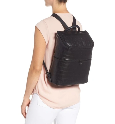 Shop Longchamp Large Leather Backpack In Black