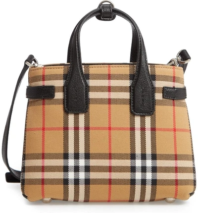 Shop Burberry Baby Banner Vintage Check Tote - Black