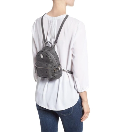 Shop Mcm 'x-mini Stark Side Stud' Convertible Backpack - Grey In Phantom Grey
