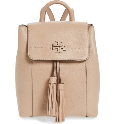 Shop Tory Burch Mcgraw Leather Backpack In Devon Sand