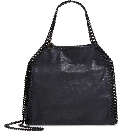 Shop Stella Mccartney Mini Falabella Shaggy Deer Faux Leather Tote - Blue In Navy