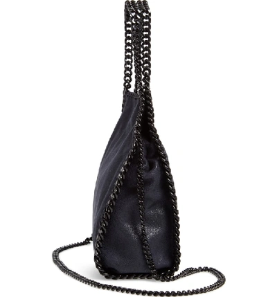 Shop Stella Mccartney Mini Falabella Shaggy Deer Faux Leather Tote - Blue In Navy