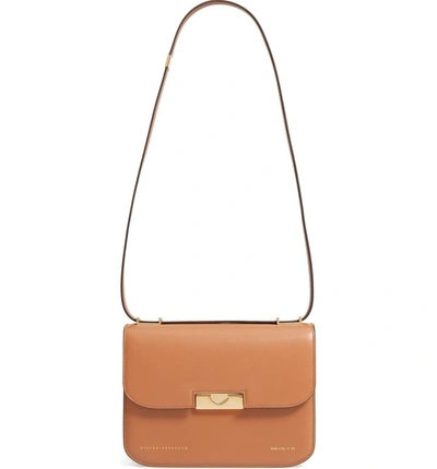 Shop Victoria Beckham Eva Calfskin Leather Shoulder Bag - Brown In Camel