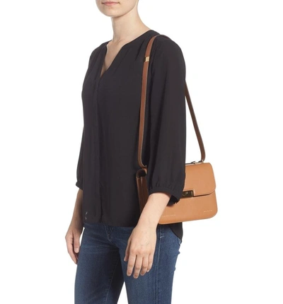 Shop Victoria Beckham Eva Calfskin Leather Shoulder Bag - Brown In Camel