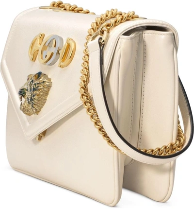 Shop Gucci Medium Rajah Leather Shoulder Bag - White In Mystic White Multi